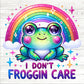 Tennis Shoe Frog Gnome with 'I Don't Froggin Care' Sign - Quirky Tiered Tray Decor