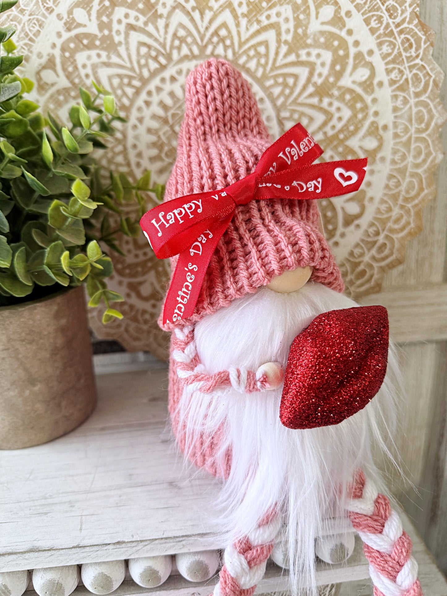 Valentine's DayGnome with Romantic Lips and XOXO Sign-Tiered Tray Accent