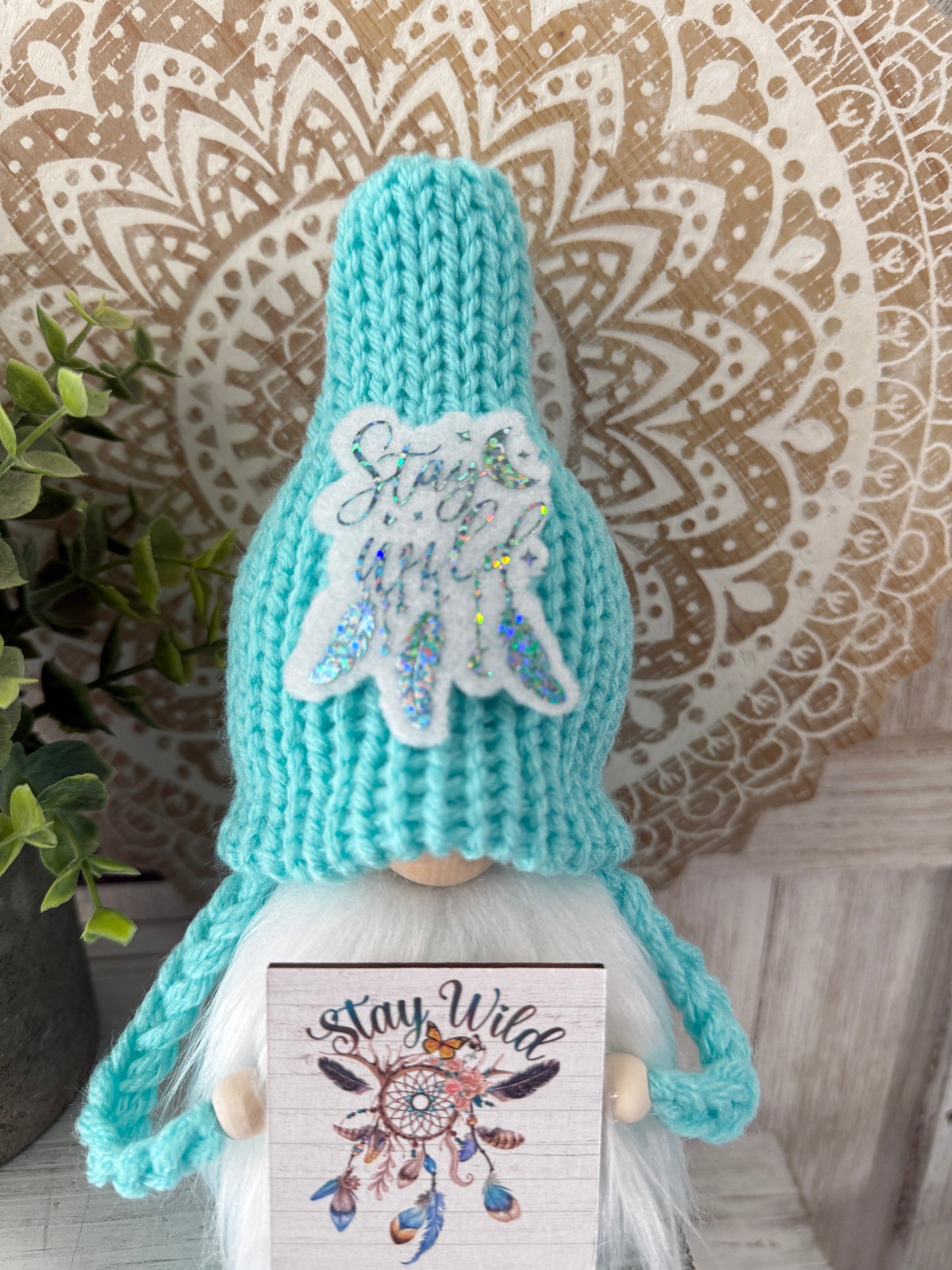 Free Spirit Gnome with Dreamcatcher - Tiered Tray Decoration - Boho inspired decor