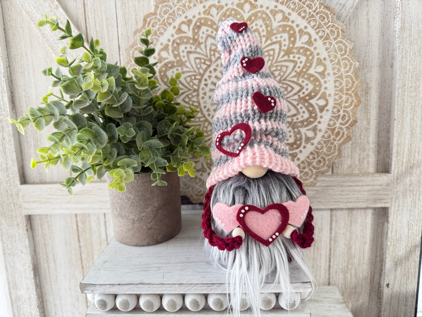 Valentine's Day Heart Gnome with Slouchy Hat - Tiered Tray Decor