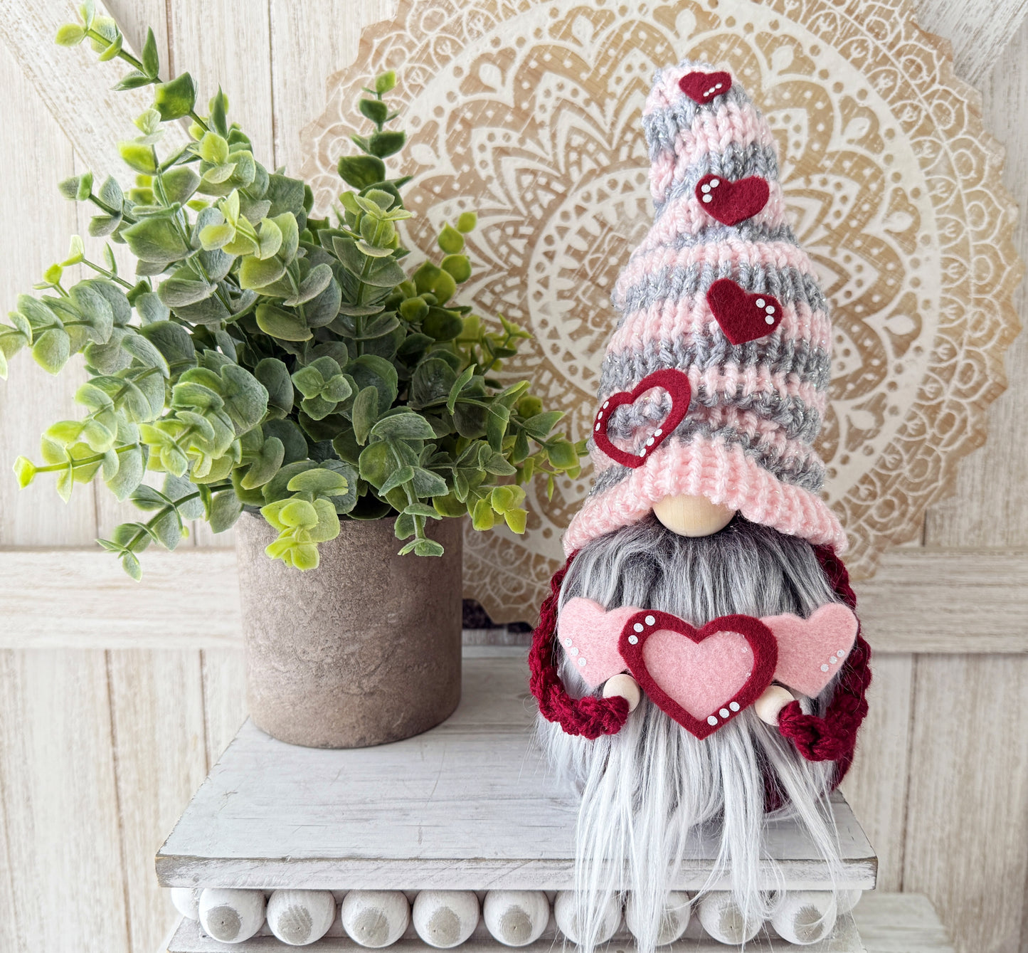 Valentine's Day Heart Gnome with Slouchy Hat - Tiered Tray Decor