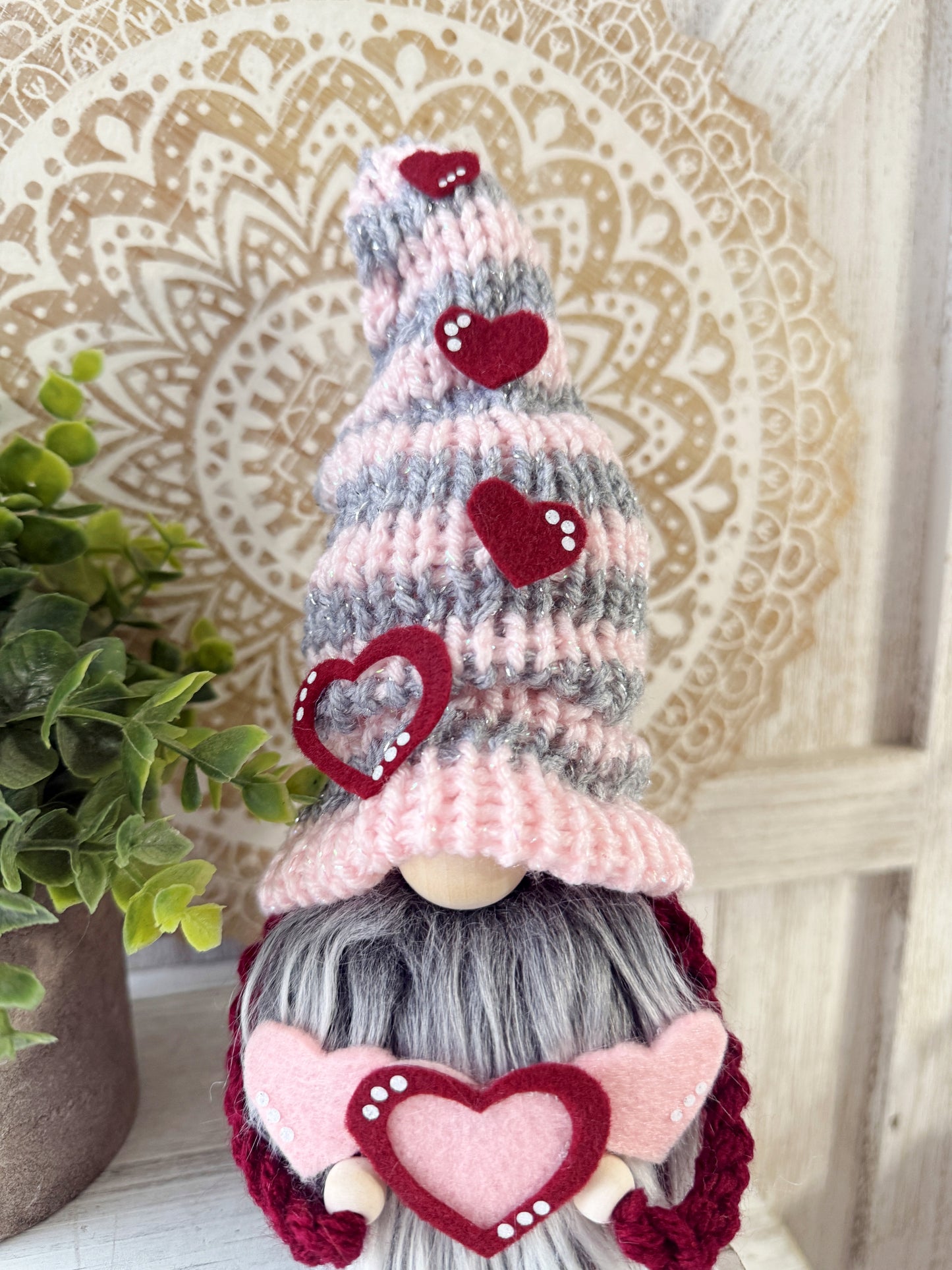 Valentine's Day Heart Gnome with Slouchy Hat - Tiered Tray Decor