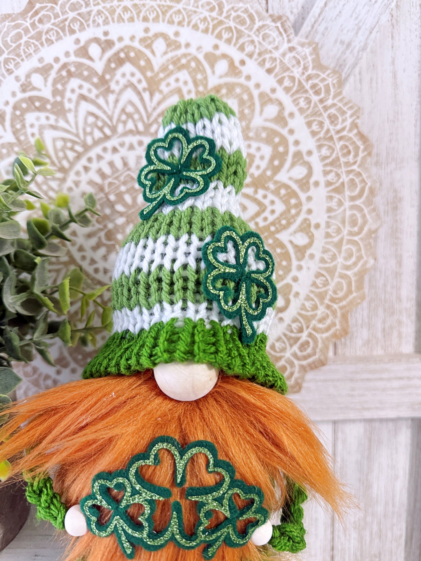 Knit Shamrock Gnome with Tennis Shoes - St. Patrick's Day Tiered Tray Decor