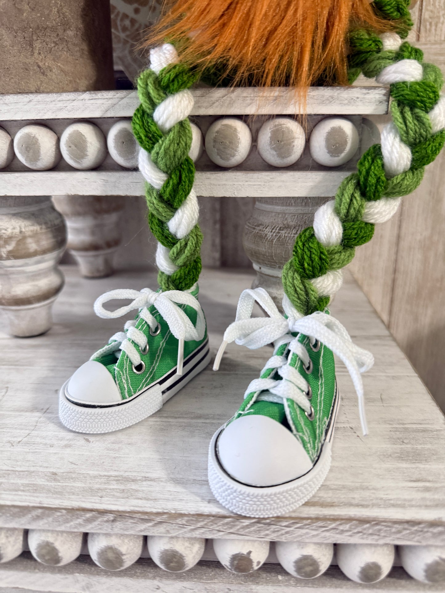 Knit Shamrock Gnome with Tennis Shoes - St. Patrick's Day Tiered Tray Decor