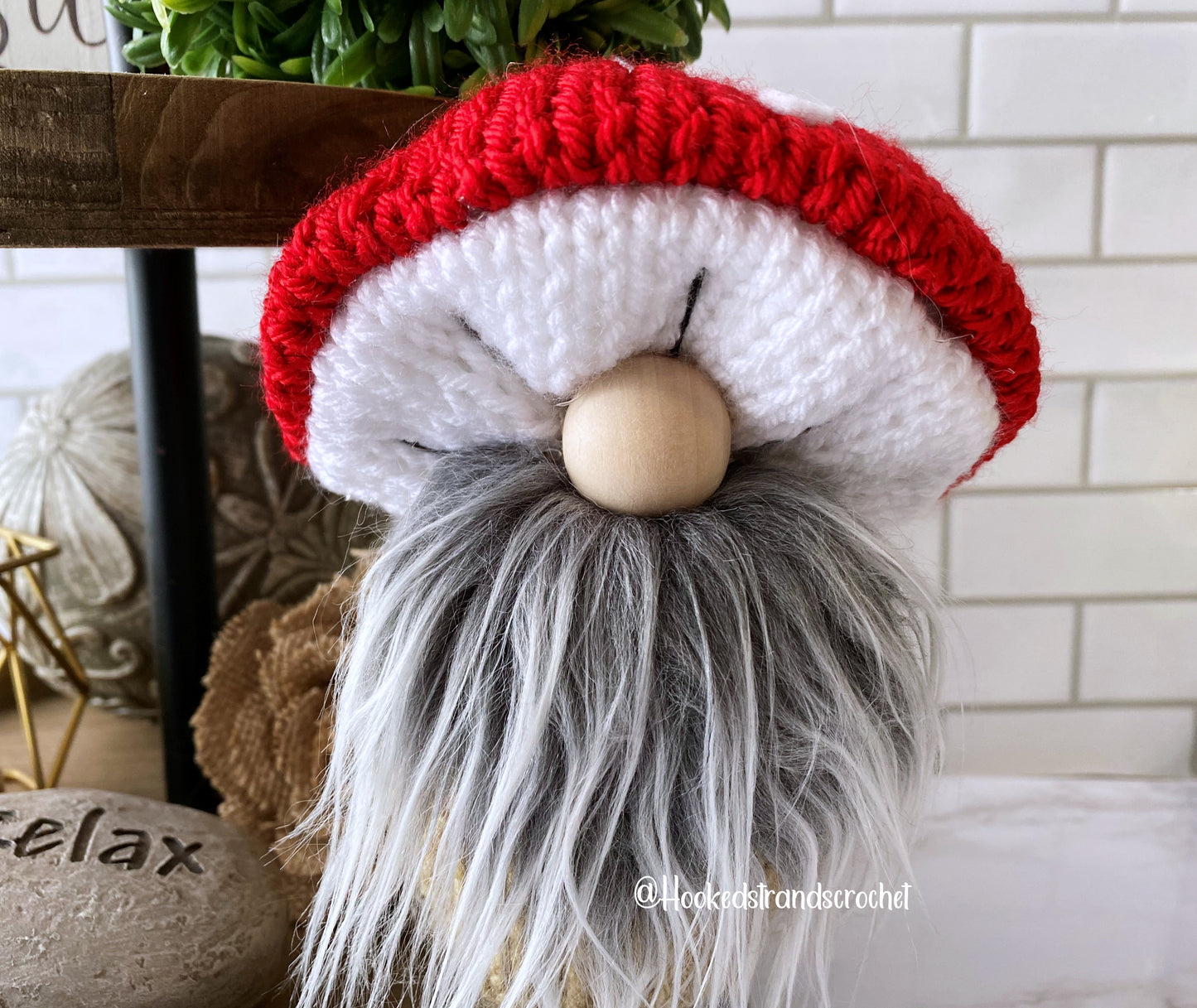 Mushroom gnome, Fungi gnome, Tiered tray decor, Forest gnome, Gnome decor, Swedish tomte Knit gnome,