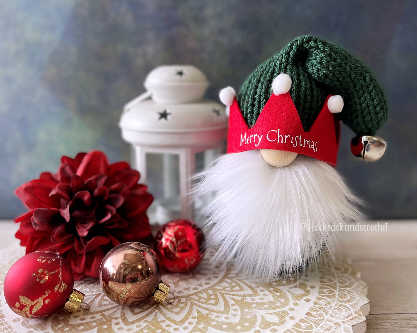 Whimsical Knit Elf Gnome: Playful Christmas Decor for Tiered Trays