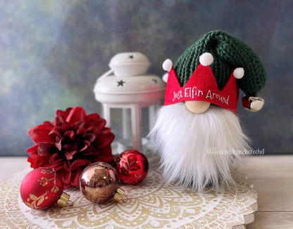 Whimsical Knit Elf Gnome: Playful Christmas Decor for Tiered Trays