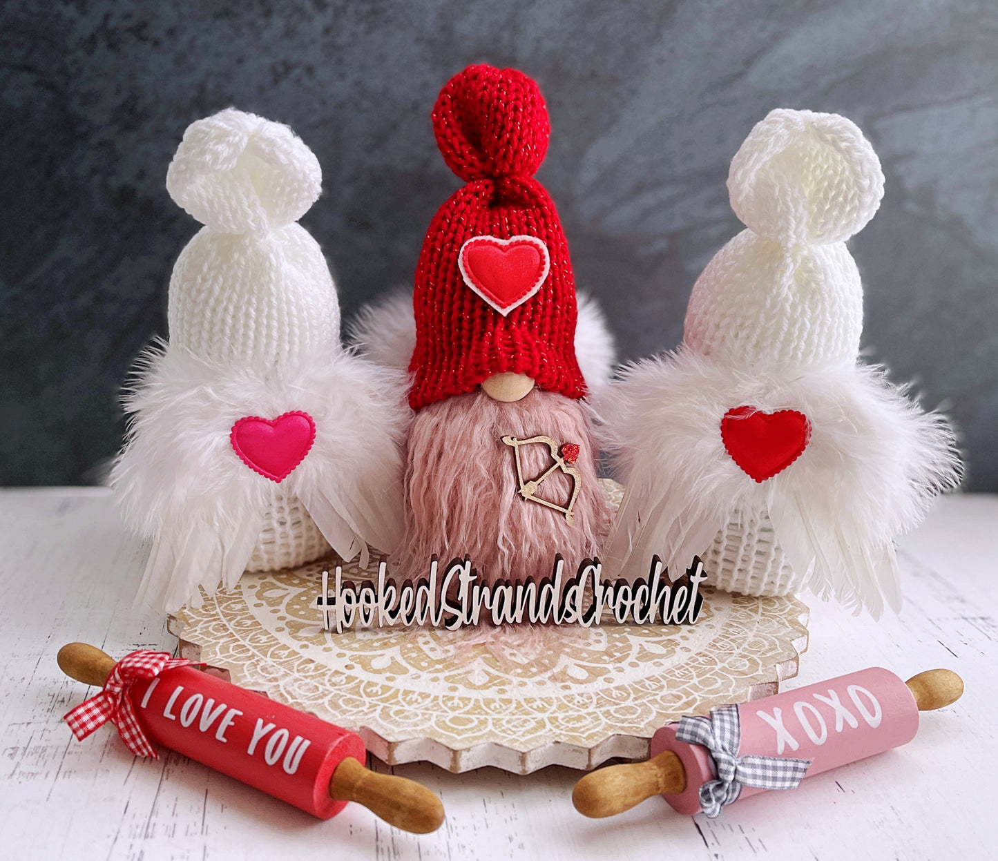 Cupid gnome, Valentines gnome, Tiered tray decor, Love gnome, Swedish tomte, Gift idea, Knit gnome,