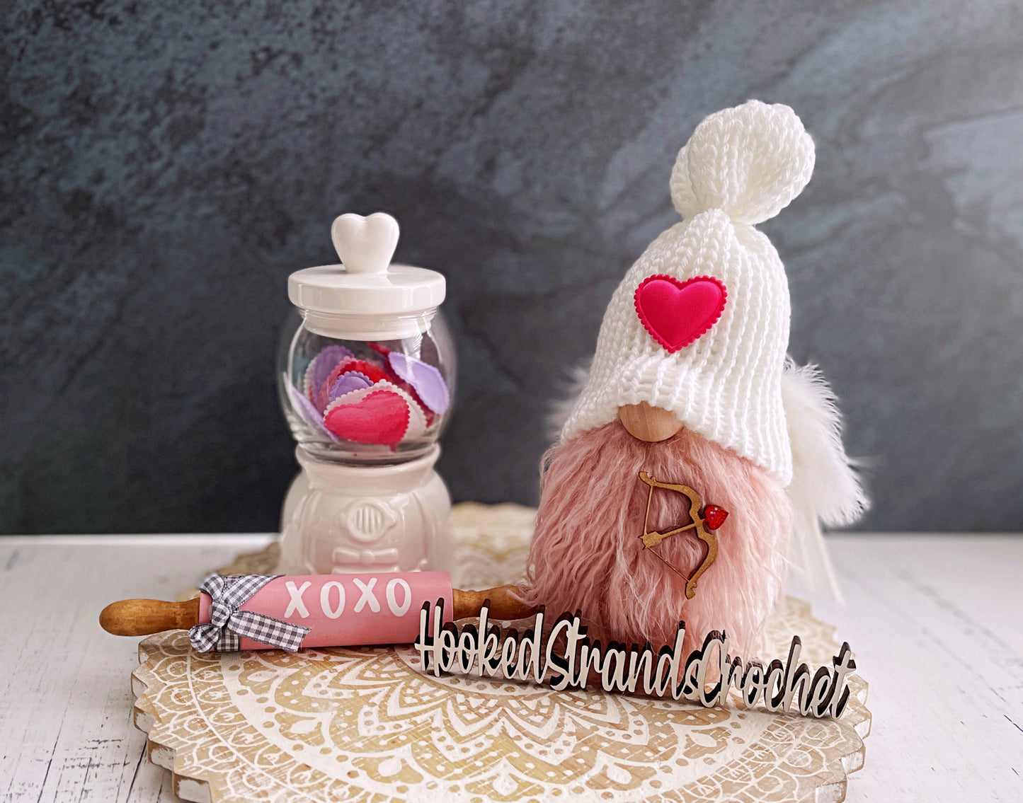 Cupid gnome, Valentines gnome, Tiered tray decor, Love gnome, Swedish tomte, Gift idea, Knit gnome,