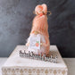 Summer fruit knit peach- themed gnome with sign - Tiered tray decor