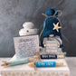 Summer beach gnome with starfish and beach themed sign - Tiered tray decor