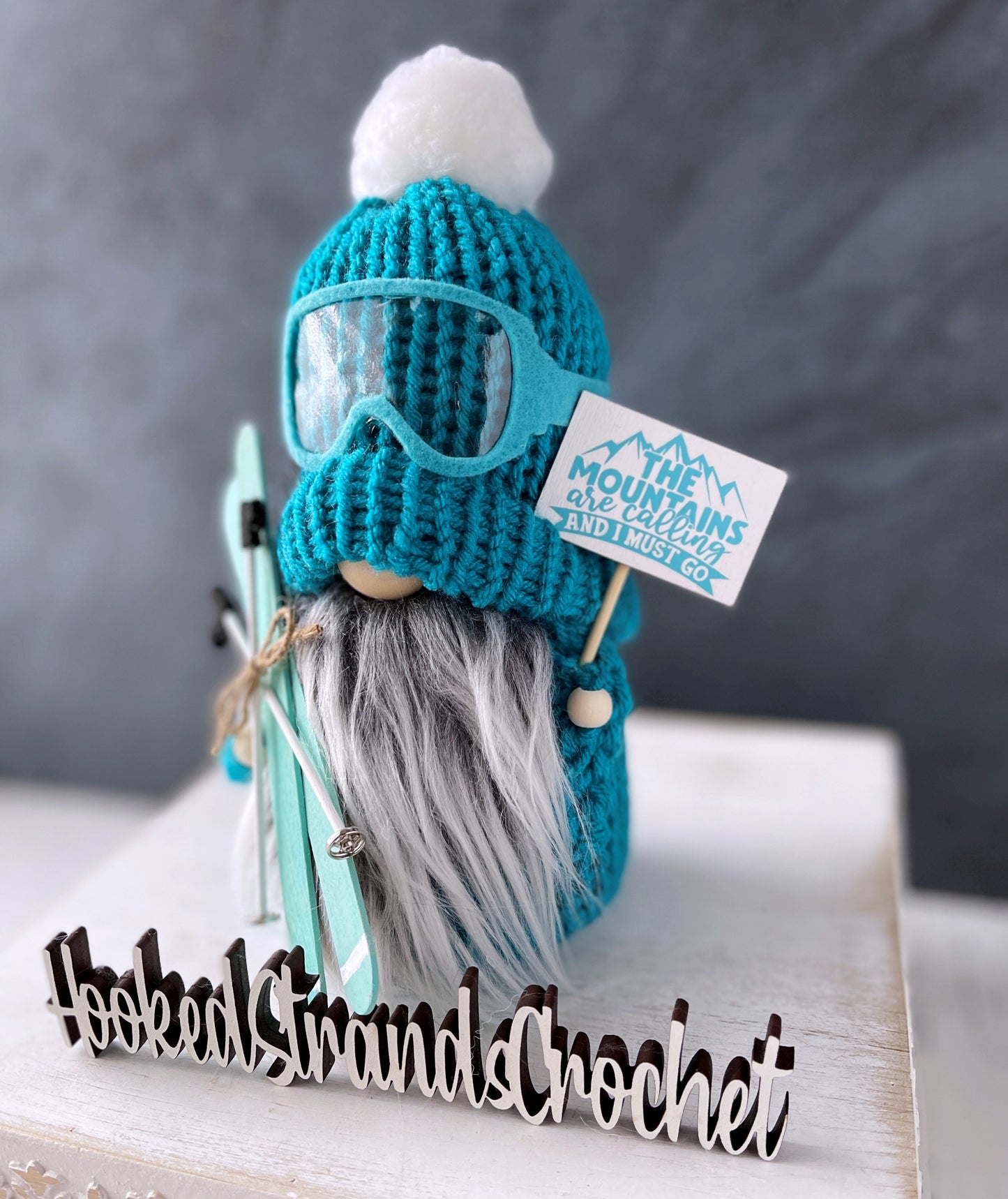 Skiing gnome, Mountains are calling, Winter gnome, Tiered tray decor, Mountains decor,  Gift idea, Rustic gnome, Gnome decor,