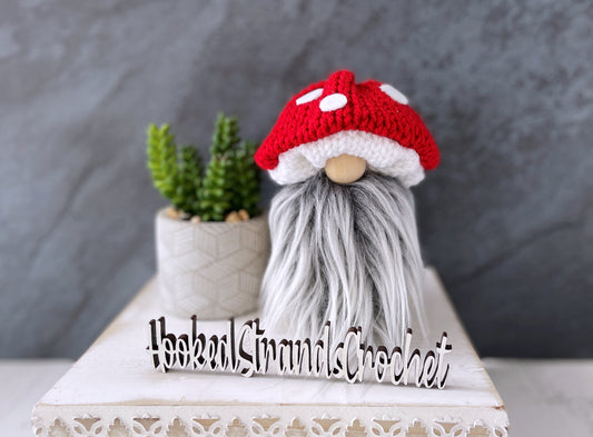 Mushroom gnome, Fungi gnome, Tiered tray decor, Forest gnome, Gnome decor, Swedish tomte Knit gnome,