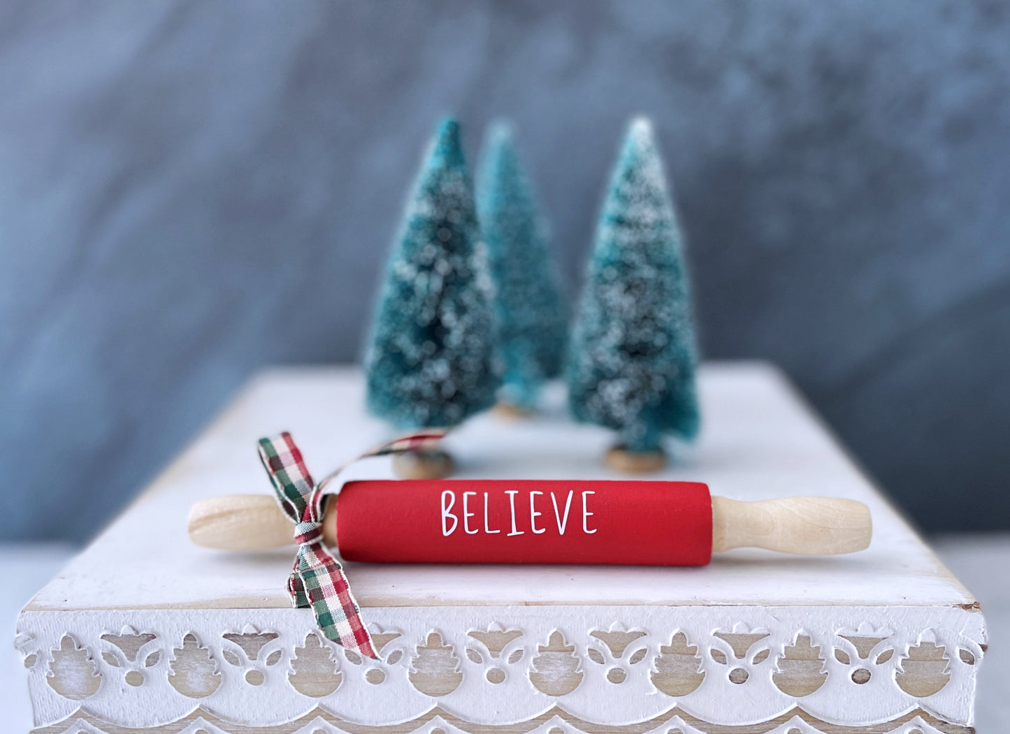 Christmas rolling pins, Winter decor, Tiered tray decor, Table top display