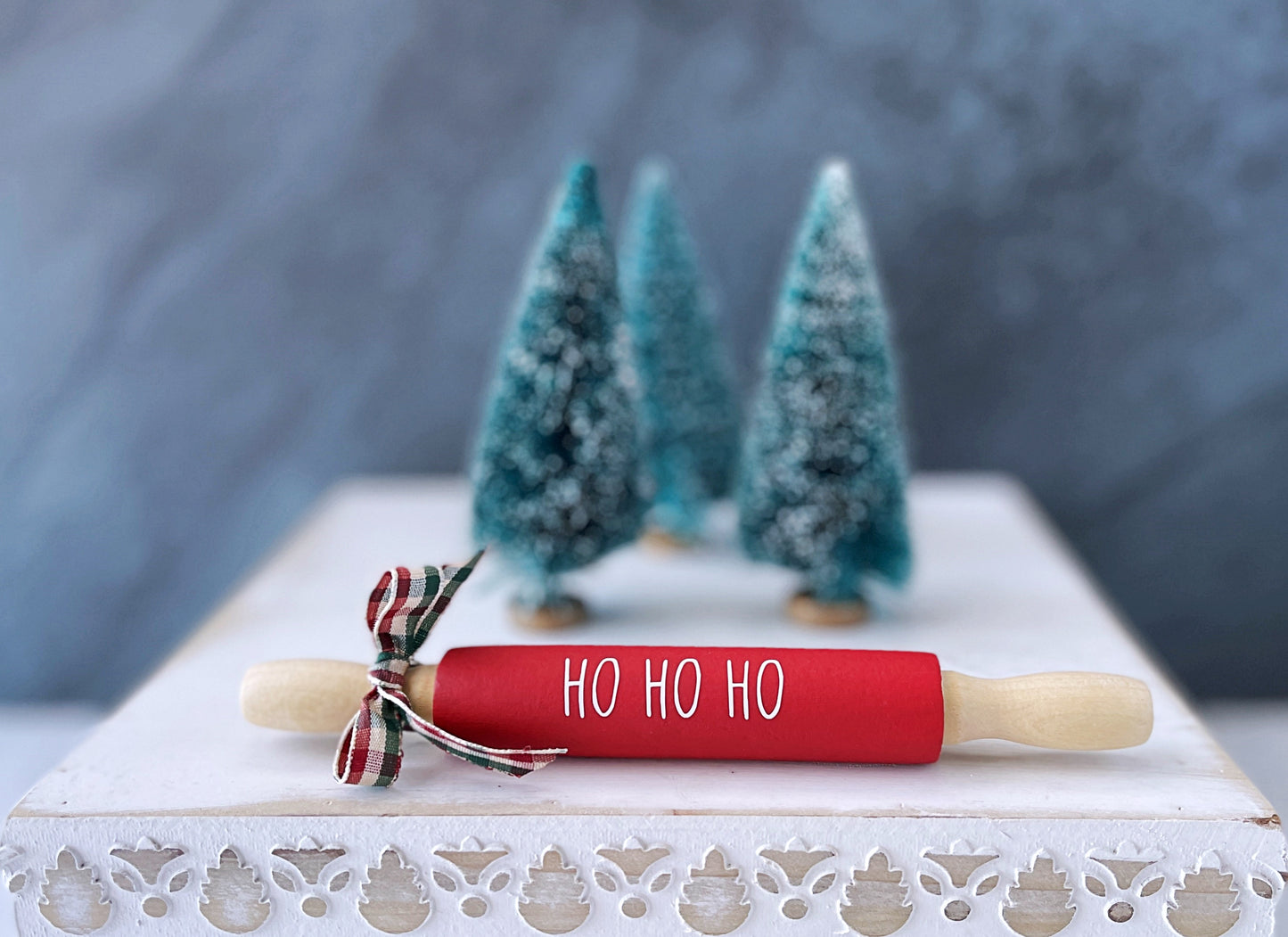 Christmas rolling pins, Winter decor, Tiered tray decor, Table top display