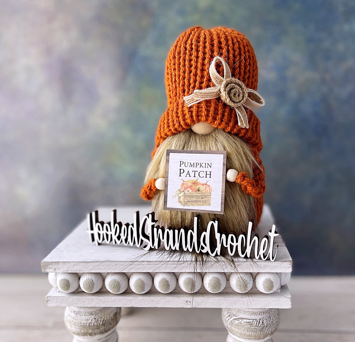 Adorable Knit Autumn Gnomes with Fall-Themed Signs and Burlap Bows