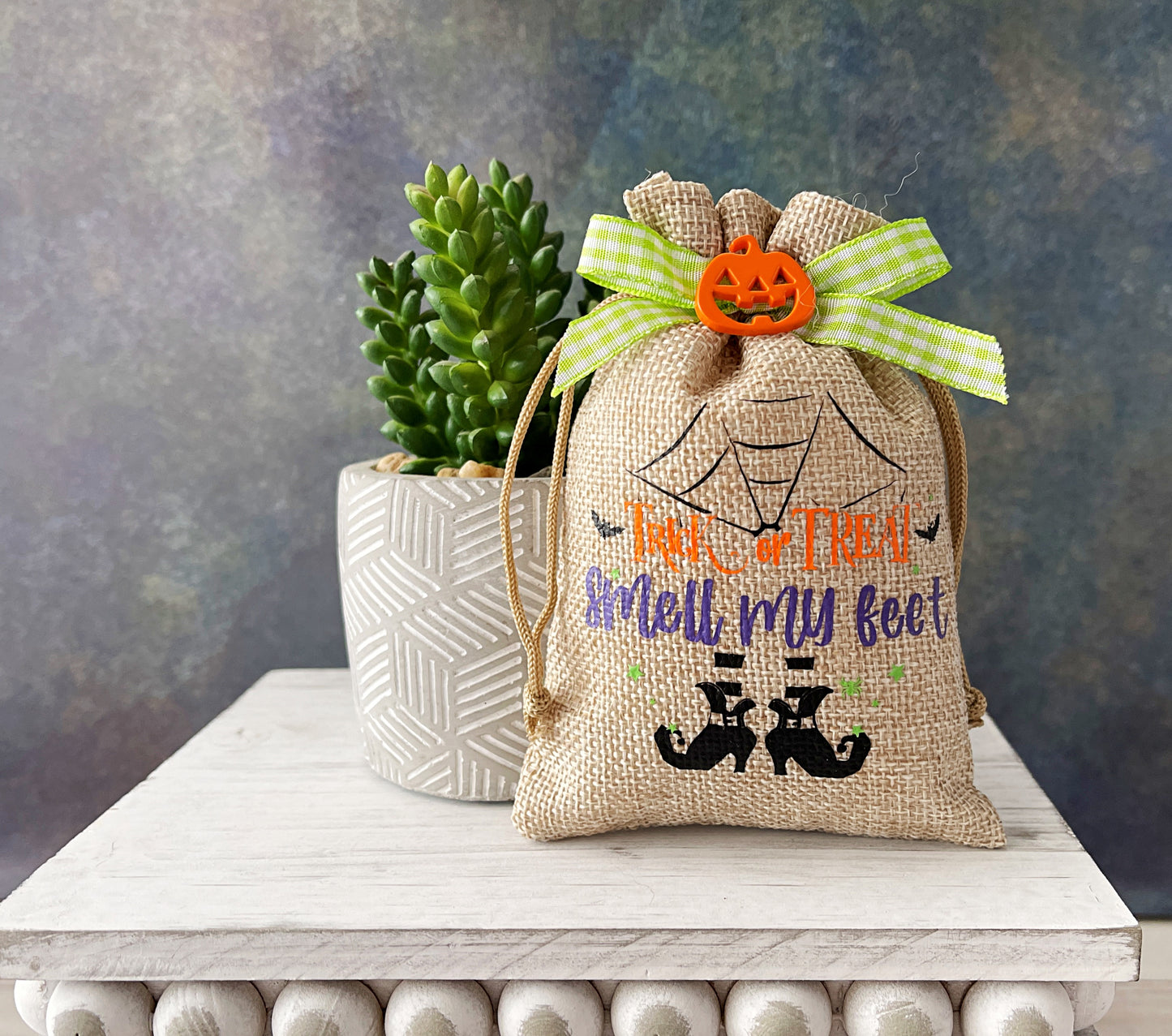 Adorable Decorative Mini Halloween Burlap Bag for Tiered Trays - Unique Holiday Accent