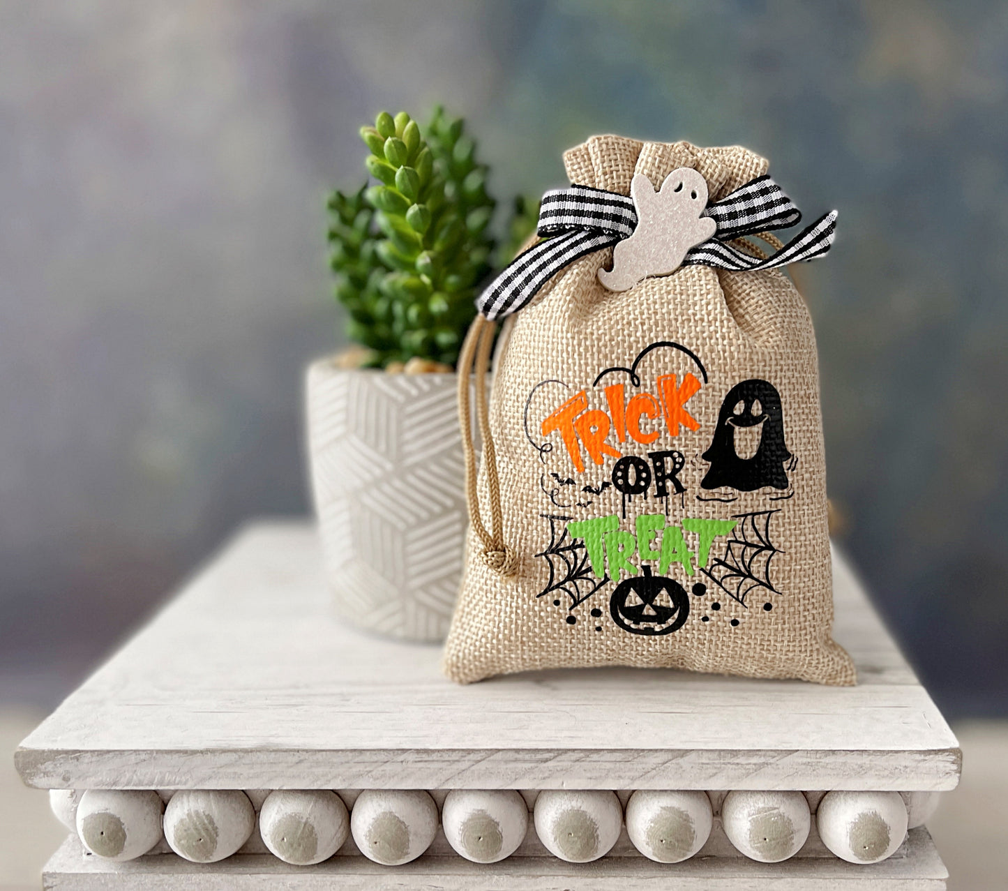 Adorable Decorative Mini Halloween Burlap Bag for Tiered Trays - Unique Holiday Accent