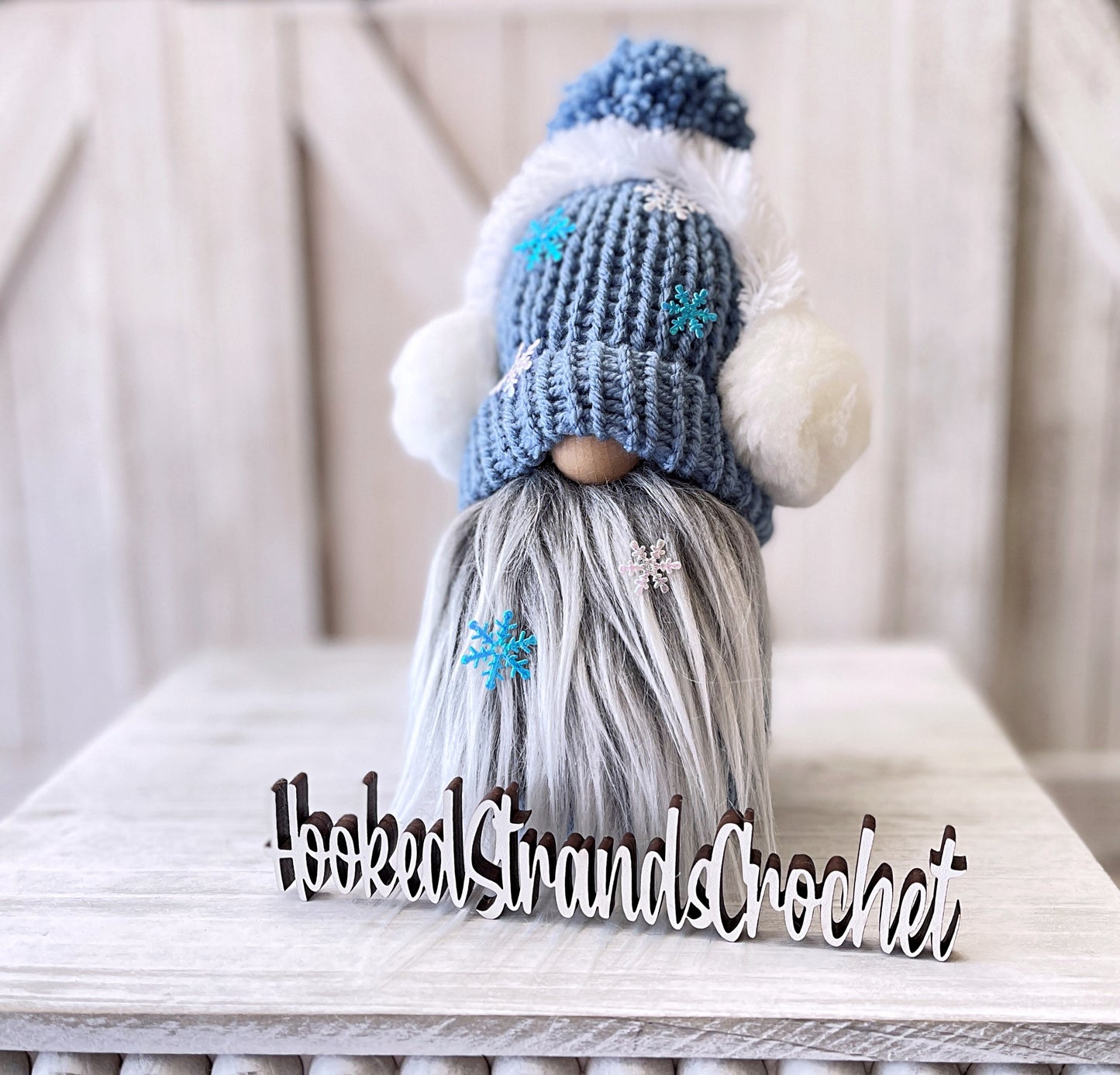 Adorable Snow Gnome with Earmuffs and snowball bucket- Festive Christmas Decor for Winter Wonderland