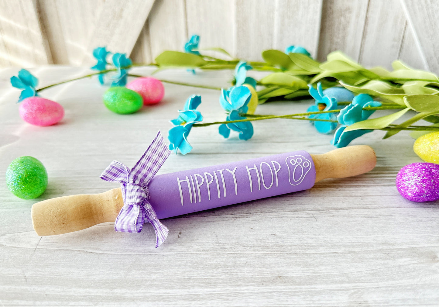 Easter rolling pins, Spring decor, Tiered tray decor, Table top display