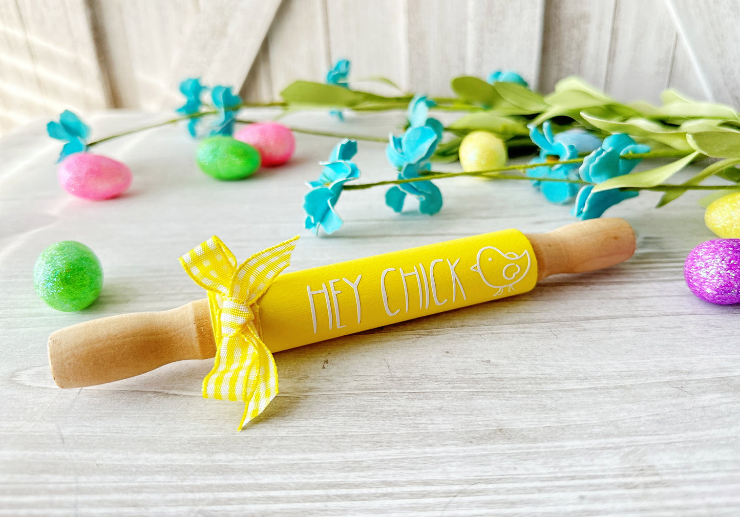 Easter rolling pins, Spring decor, Tiered tray decor, Table top display