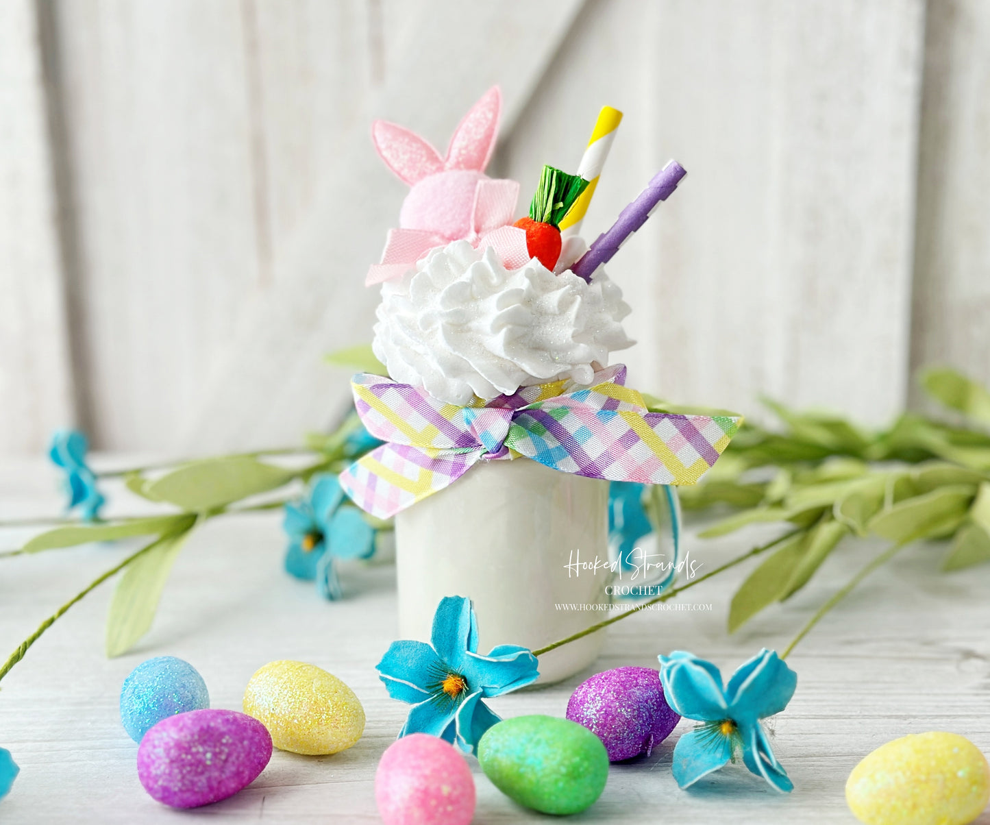 Mini Easter mug, Faux drink decor, Bunny mug, Tiered tray decor, Spring decor, Table top display