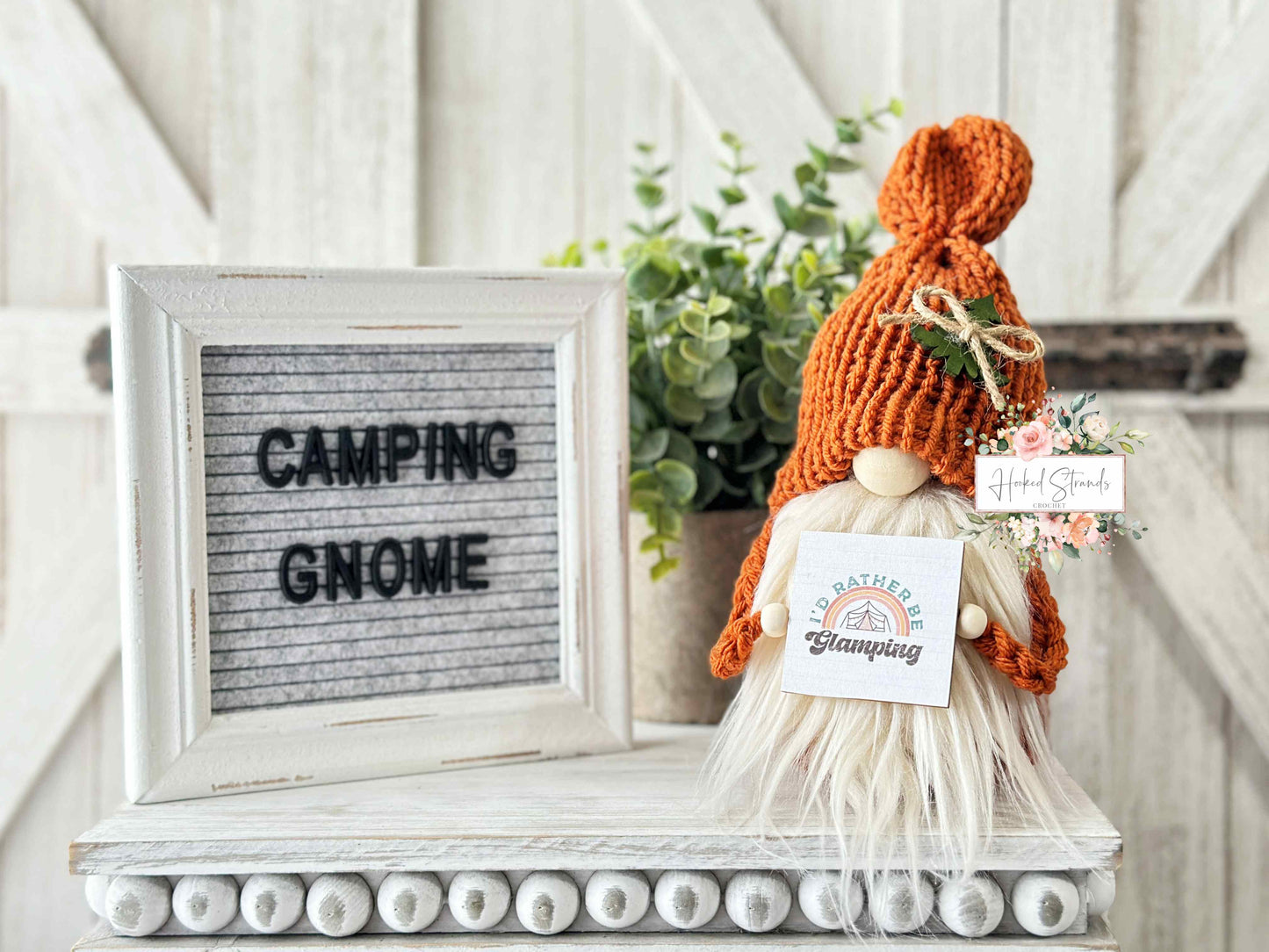 Adorable Knit Camping Gnome: Perfect Tiered Tray Decor for Glamping!