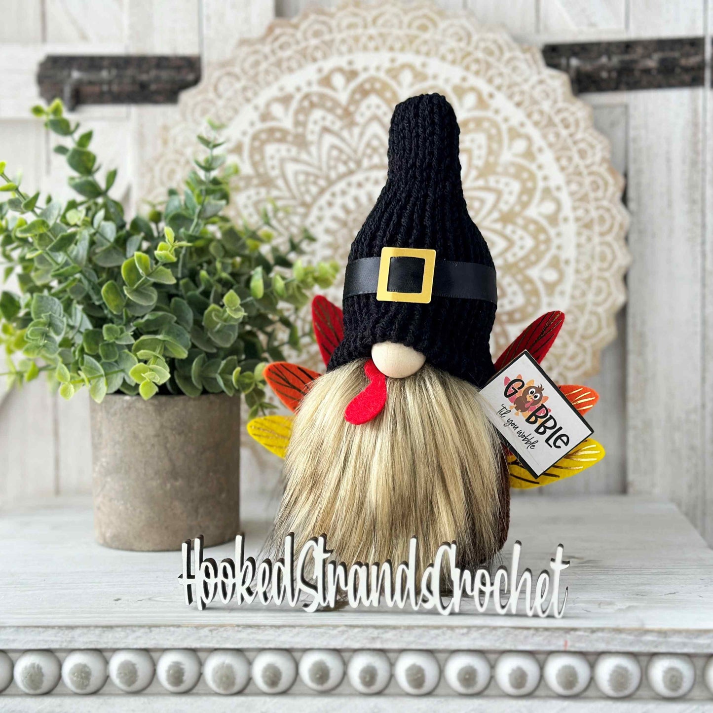 Festive Thanksgiving turkey gnome - Tiered tray decor - Gobble til you wobble