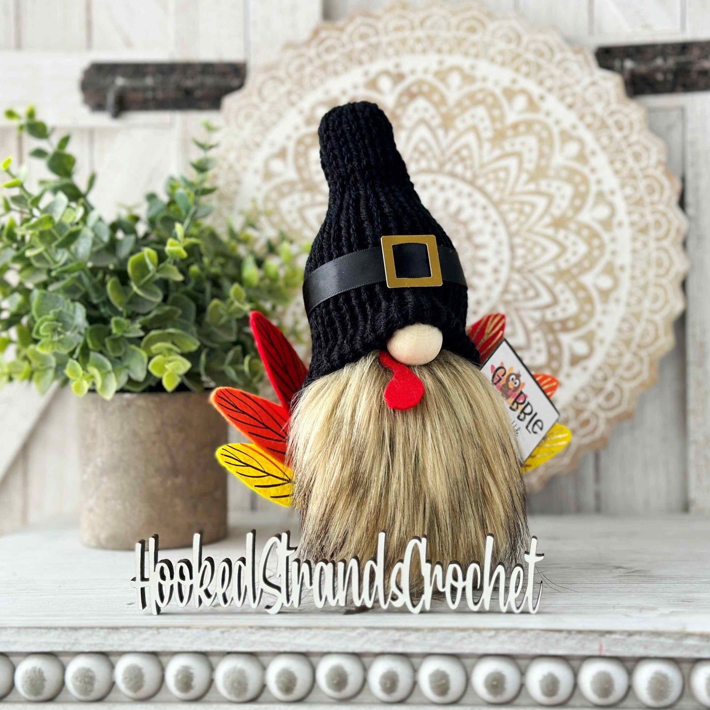 Festive Thanksgiving turkey gnome - Tiered tray decor - Gobble til you wobble