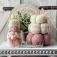 Autumn Wonderland: Pink Knit Gnome and Pumpkin Stack for Fall Decor and Tiered Tray