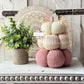 Autumn Wonderland: Pink Knit Gnome and Pumpkin Stack for Fall Decor and Tiered Tray