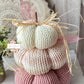 Autumn Wonderland: Pink Knit Gnome and Pumpkin Stack for Fall Decor and Tiered Tray