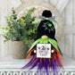 Spooky Halloween Knit Gnome with Sign & Spider Web: Multi-Colored Beard, Tiered Tray Decor - By Hooked Strands Crochet