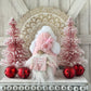 Whimsical Pink Knit Christmas Gnome with Ear Muffs & 'Oh deer, Christmas is near' Sign - Tiered Tray Decor by Hooked Strands Crochet