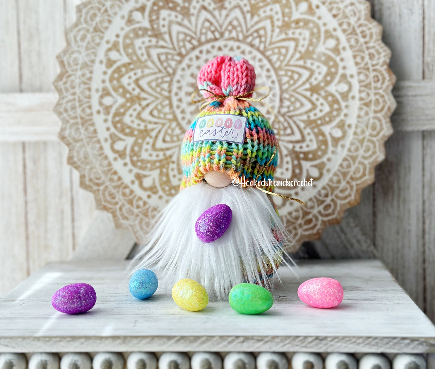 Springtime Gnome for Tiered Tray - Adorable Easter Decoration by Hooked Strands Crochet