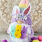 Pastel Spring Bunny Gnome for Easter Decor | Tiered Tray Decor by Hooked Strands Crochet