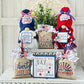 Patriotic 4th of July tiered tray decor, Boy or girl gnome, Mini decorative bags, 4 inch sign