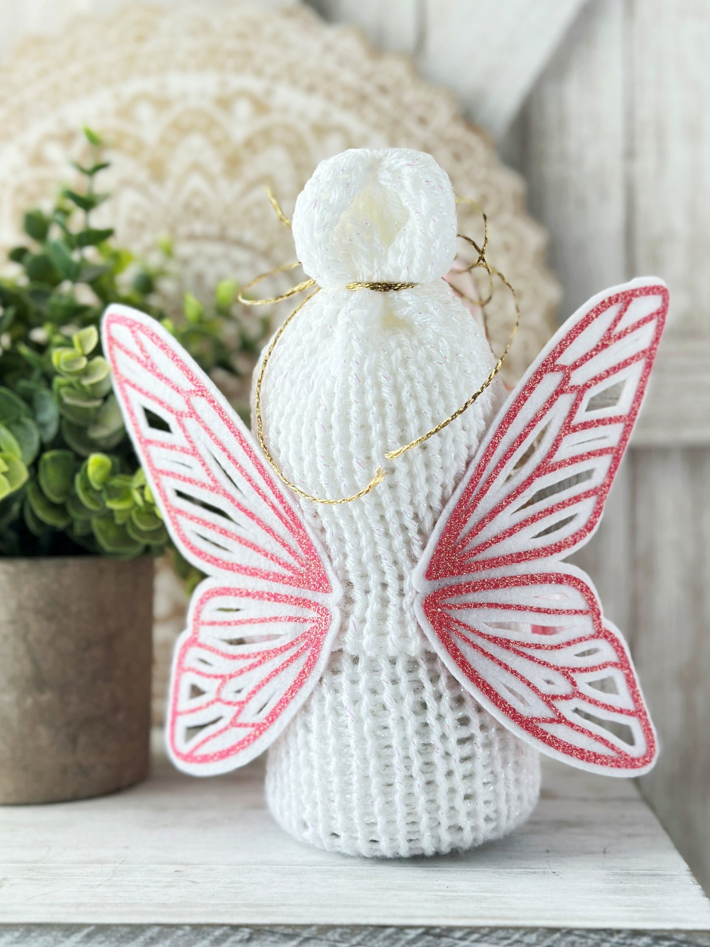 Magical Fairy Gnome with Pixie Dust and Wand Tiered Tray Decor - Handcrafted by Hooked Strands Crochet