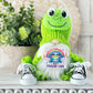 Tennis Shoe Frog Gnome with 'I Don't Froggin Care' Sign - Quirky Tiered Tray Decor