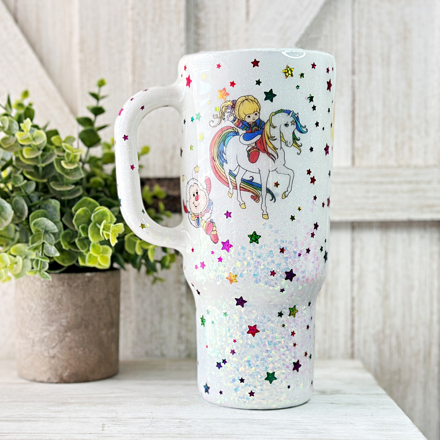 Personalized 40 Oz Rainbow Girl Tumbler | Glitter Travel Mug