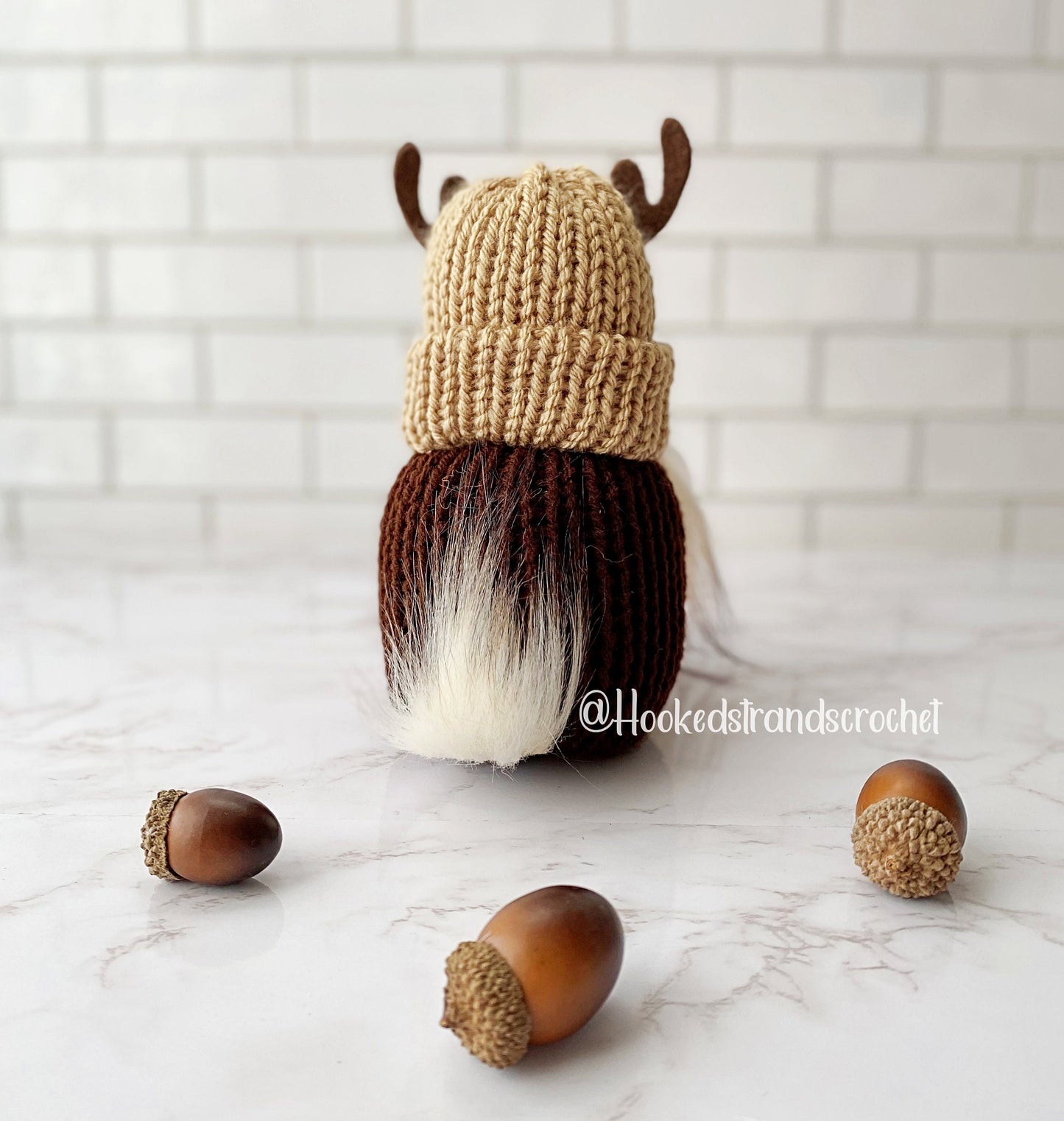 Deer gnome, Woodland gnome, Rustic gnome, Tiered tray decor, Gnome decor, Swedish tomte Knit gnome,