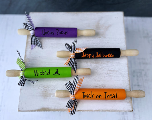 Decorative Spook-tacular 7 Inch Halloween Rolling Pins for Festive Tiered Tray Decor