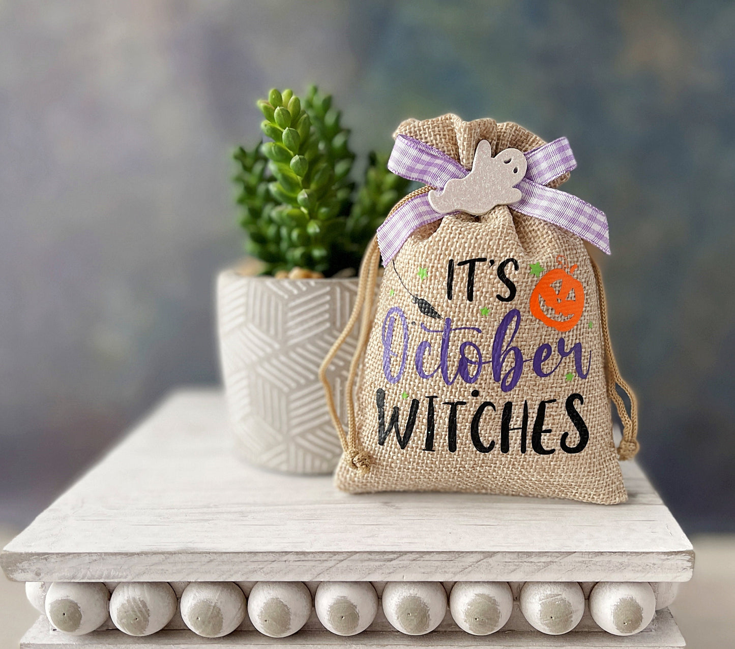 Adorable Decorative Mini Halloween Burlap Bag for Tiered Trays - Unique Holiday Accent