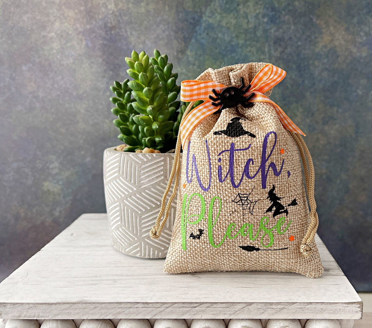 Adorable Decorative Mini Halloween Burlap Bag for Tiered Trays - Unique Holiday Accent