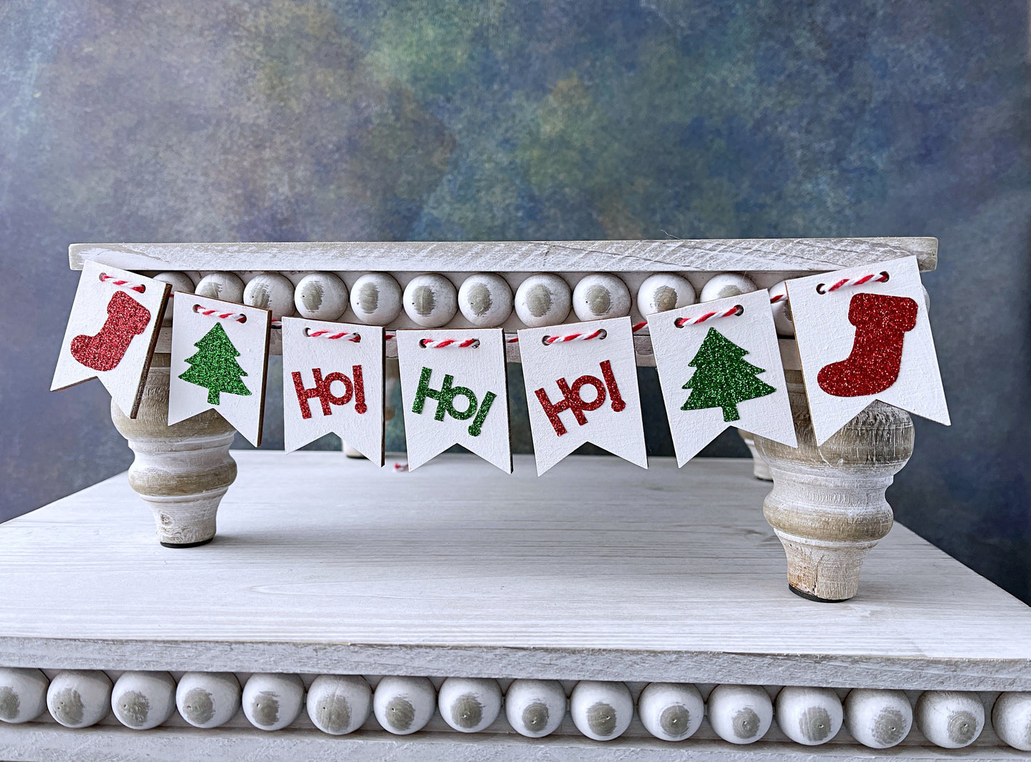 Ho Ho Ho garland,  Tiered tray decor, Christmas decor, Tray decor, Christmas garland, Table top display