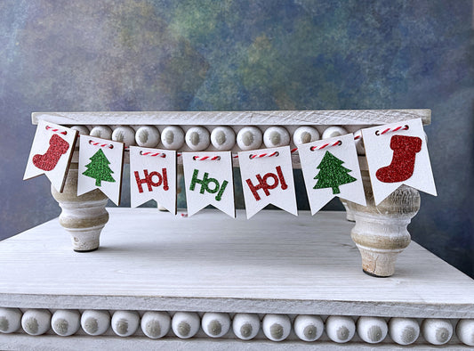 Ho Ho Ho garland,  Tiered tray decor, Christmas decor, Tray decor, Christmas garland, Table top display