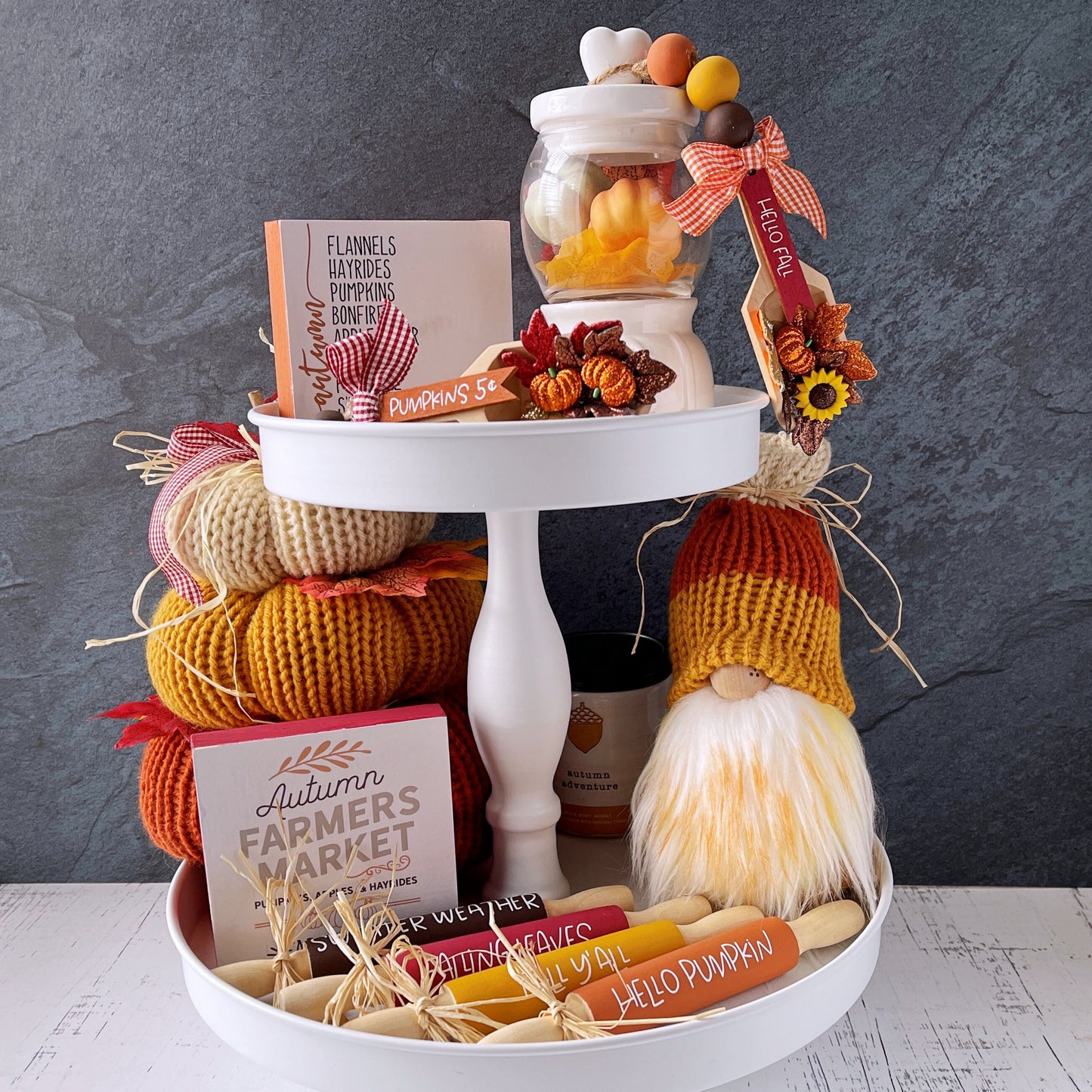 Decorative Scoop for Fall - Pumpkin Themed Tiered Tray Decor