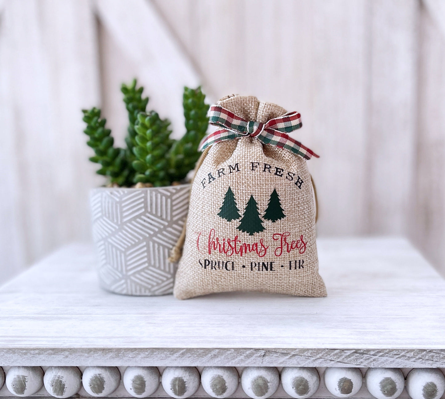 Mini Christmas sack, Christmas decor, Tiered tray decor, Decorative burlap sack, WInter decor, Table top display