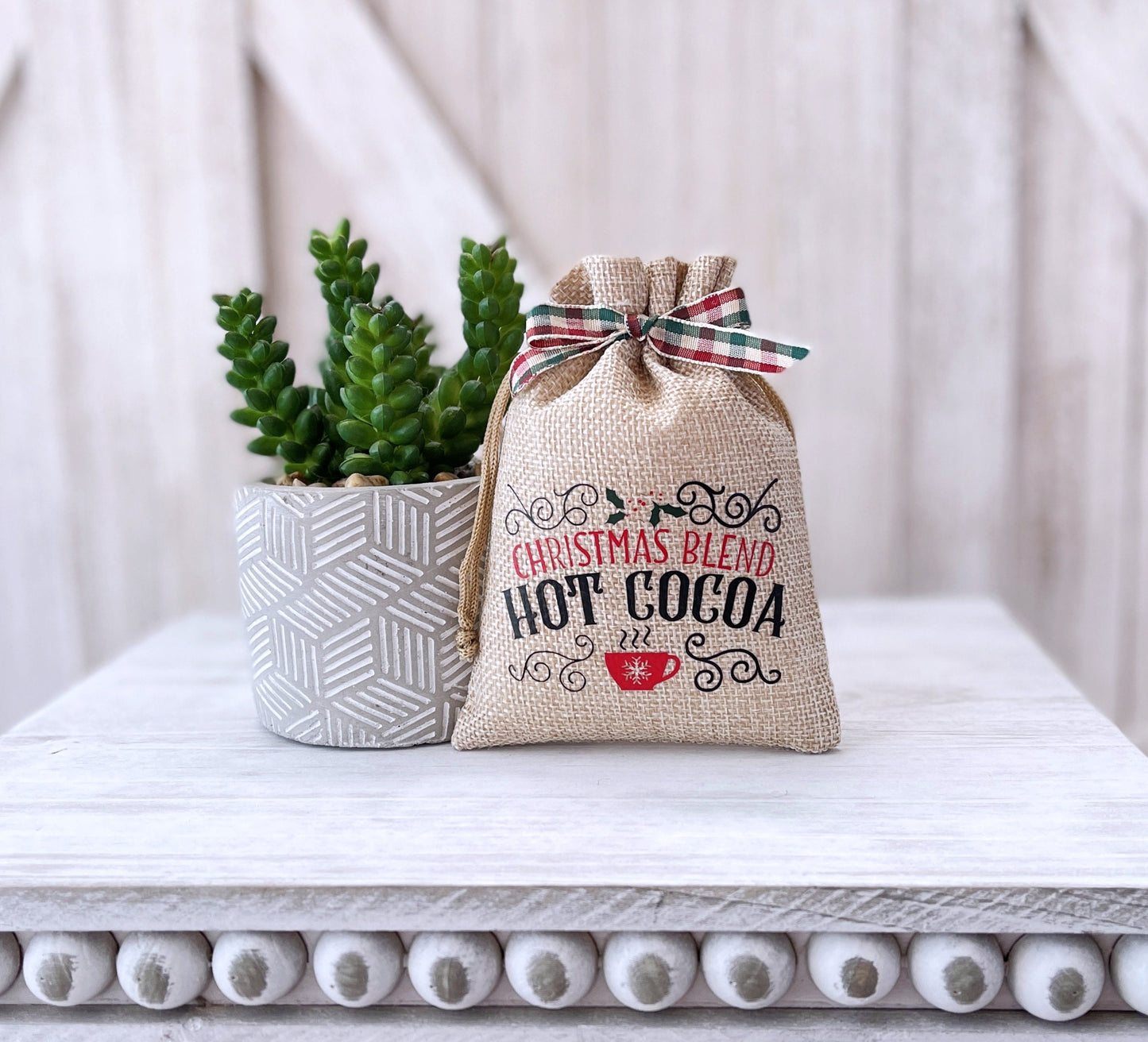 Mini Christmas sack, Christmas decor, Tiered tray decor, Decorative burlap sack, WInter decor, Table top display