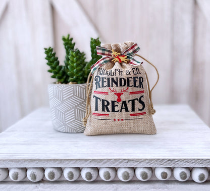 Mini Christmas sack, Christmas decor, Tiered tray decor, Decorative burlap sack, WInter decor, Table top display